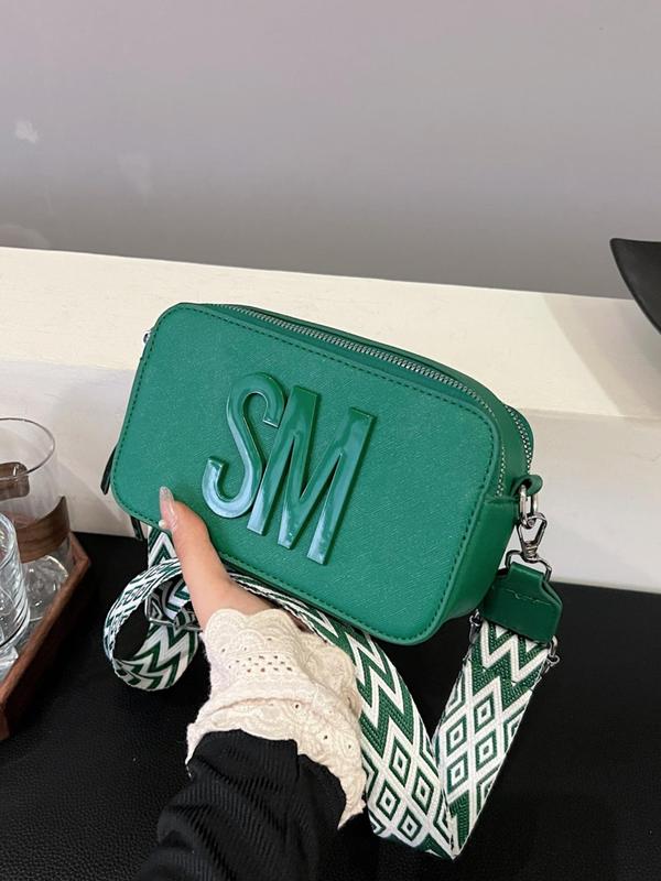 Women's Solid Color Letter & Tassel Design Crossbody Bag, Fashionable PU Leather Zipper Crossbody Bag for Daily Life, Casual Trendy Versatile, for Fall Outfits Fall Freshness Commuting Bag