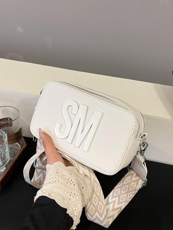 Women's Solid Color Letter & Tassel Design Crossbody Bag, Fashionable PU Leather Zipper Crossbody Bag for Daily Life, Casual Trendy Versatile, for Fall Outfits Fall Freshness Commuting Bag