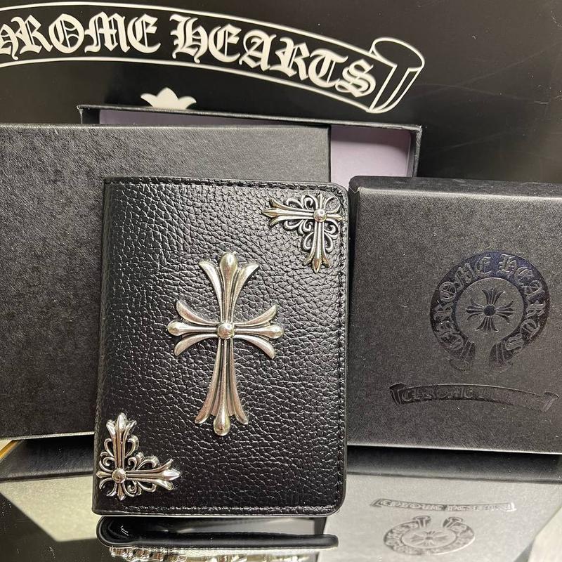 Luxury Chrome Heart Leather Wallets for Men and Women with Beautiful Logo - Durable and Fashionable - Perfect Gift for Him - Standard Size 90mm x 115mm