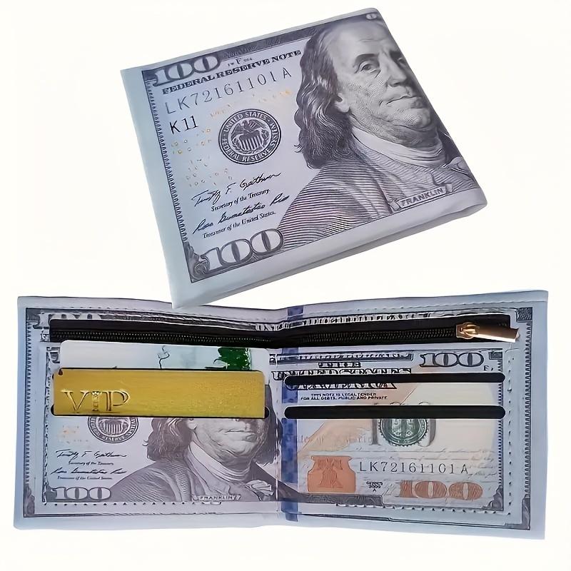 Vintage Retro Dollar Bill Wallet - PU Leather Credit Card Holder Zippered Coin Pouch for Men