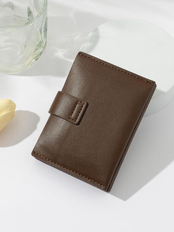 Women's Simple Plain Pu Leather Short Wallet, Purses for Women, Everyday Purse, Casual Business Card Holder, Fashionable Card Holder for Daily Use