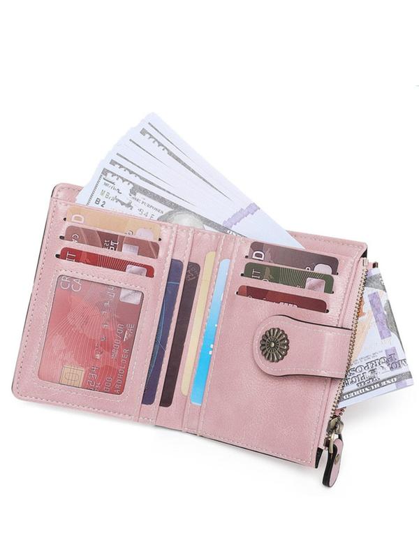 Women's Simple Plain Pu Short Wallet, Fall 2024 New Style Casual Trendy Card Holder, Multifunctional Coin Money Saving Wallet, Purse for Daily Back To School, Fall Outfits, Fall Freshness