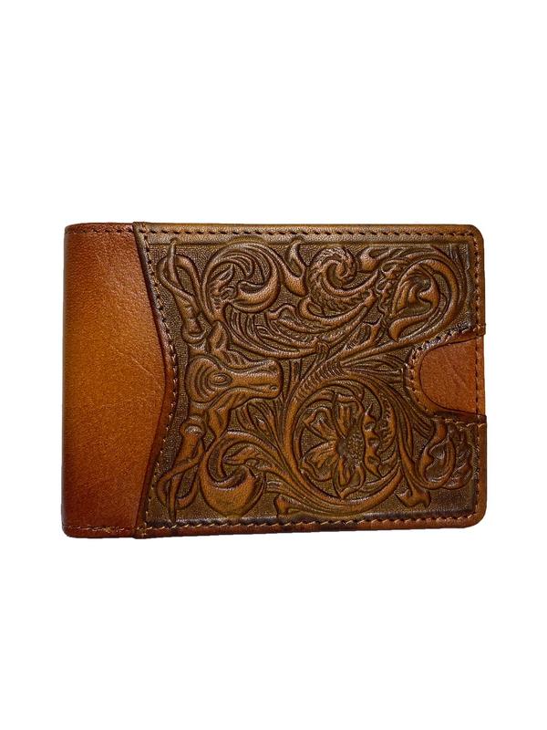 Men's Business Bifold Wallet, Vintage Plant & Cow & Ethnic Pattern Short Wallet, Multi Card Slot Card Holder with ID Windows