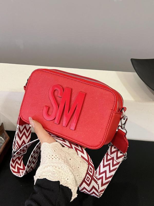 Women's Solid Color Letter & Tassel Design Crossbody Bag, Fashionable PU Leather Zipper Crossbody Bag for Daily Life, Casual Trendy Versatile, for Fall Outfits Fall Freshness Commuting Bag