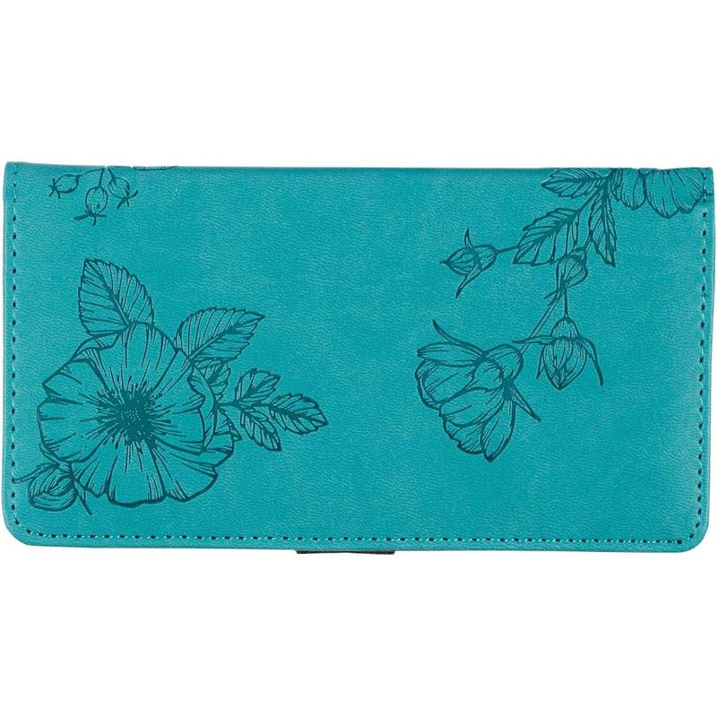 Teal Faux Leather Checkbook Cover for Women with Inspirational Scripture -Strength & Dignity- Checkbook Cover for Duplicate Checks ID Credit Cards & Pen Loop Holder -Proverbs 31:25