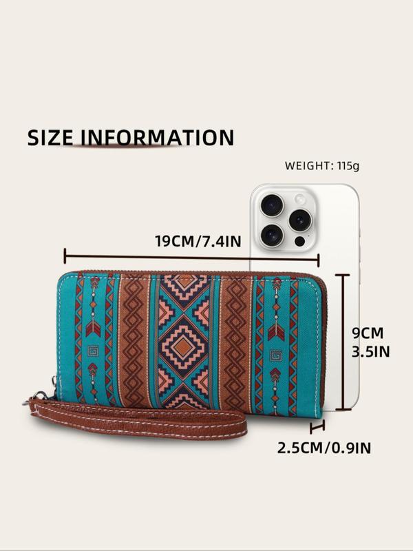 Boho Style Ethnic Pattern Zipper Wallet & Coin Purse, Vintage Style Argyle Pattern Wallet Set, Fashionable Wallet Set for Women