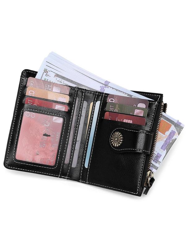 Women's Simple Plain Pu Short Wallet, Fall 2024 New Style Casual Trendy Card Holder, Multifunctional Coin Money Saving Wallet, Purse for Daily Back To School, Fall Outfits, Fall Freshness