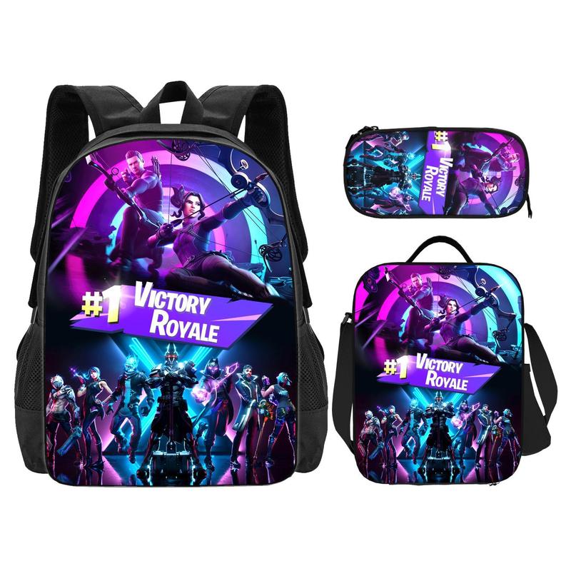 Fortnite Backpack set   3-in-1 Anime Backpack Set Casual Backpack Cartoon Backpack