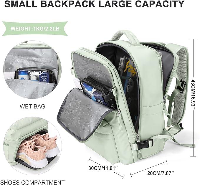 Large Travel Backpack Carry on Flight Approved Laptop Work Business Backpack for Women Men Mochila De Viaje, Mint Green