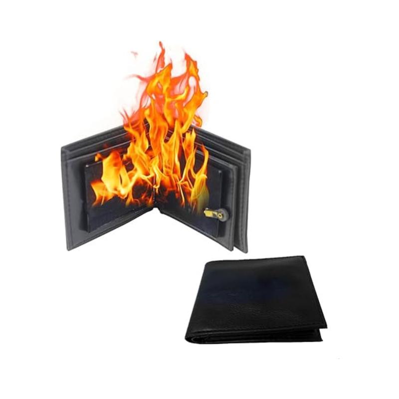 Magic Trick Fire Flaming Leather Wallet, Magic Show Wallet, Inconceivable Magician Stage Street Show Prop Novelty Wallet for Magician Magic Show Lovers