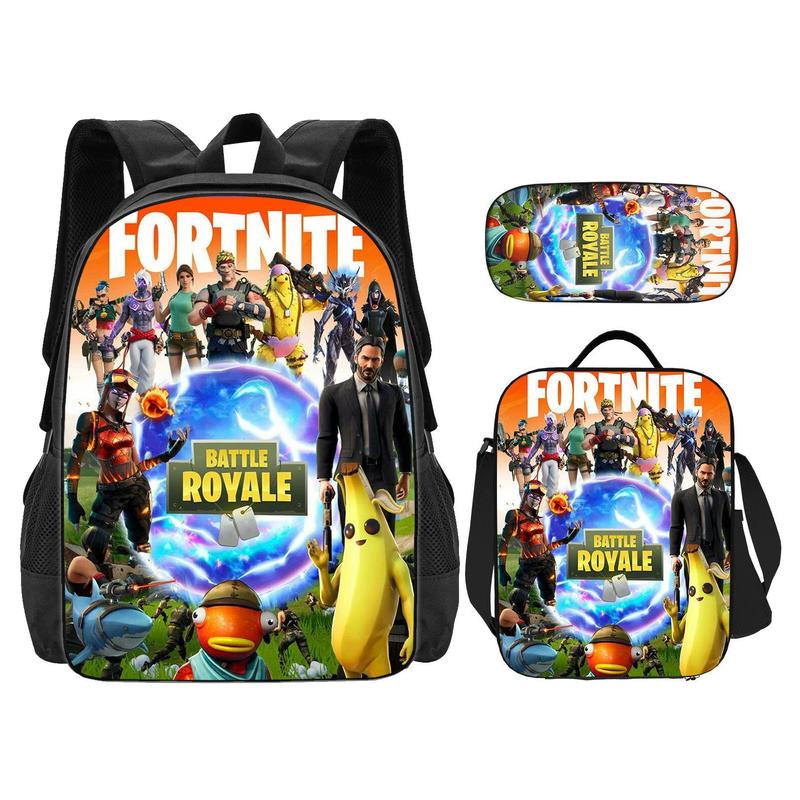 Fortnite Backpack set   3-in-1 Anime Backpack Set Casual Backpack Cartoon Backpack