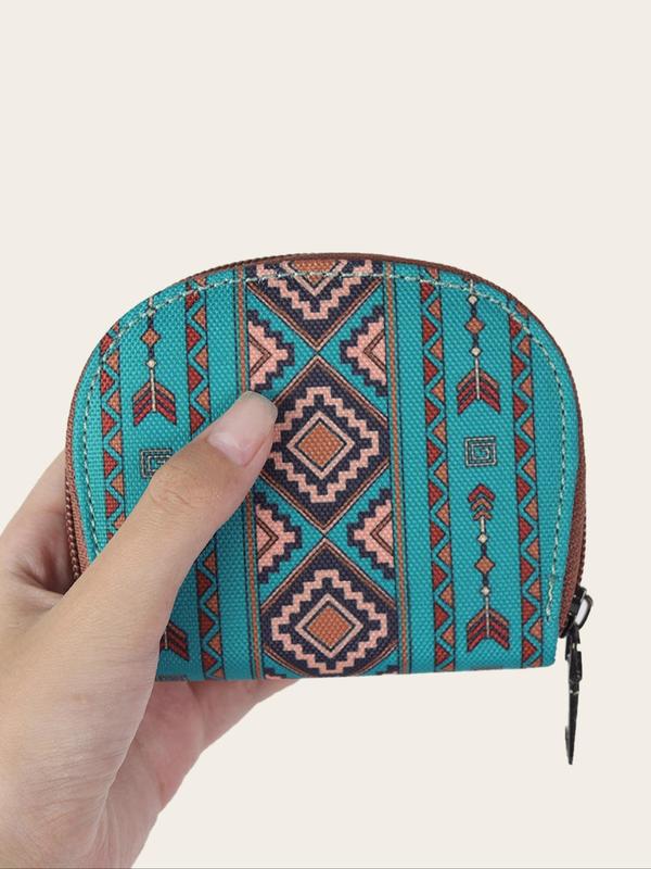 Boho Style Ethnic Pattern Zipper Wallet & Coin Purse, Vintage Style Argyle Pattern Wallet Set, Fashionable Wallet Set for Women