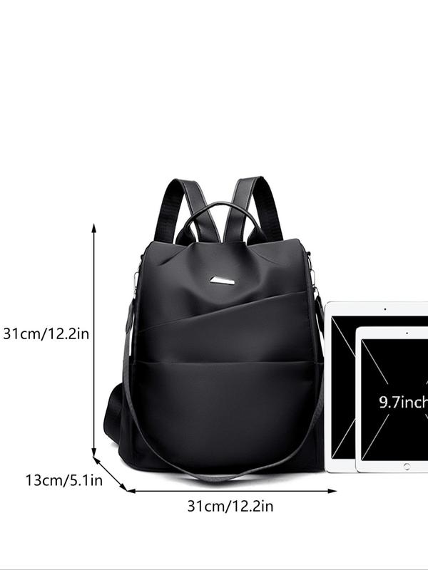 Fashion Solid Color Zipper Backpack, Casual Preppy Style Built-in Organizer School Bag for Women & Girls, Casual Trendy Versatile High-quality Daily Commuting Bag