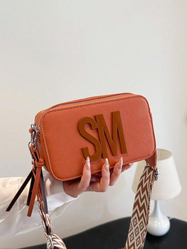 Women's Solid Color Letter & Tassel Design Crossbody Bag, Fashionable PU Leather Zipper Crossbody Bag for Daily Life, Casual Trendy Versatile, for Fall Outfits Fall Freshness Commuting Bag