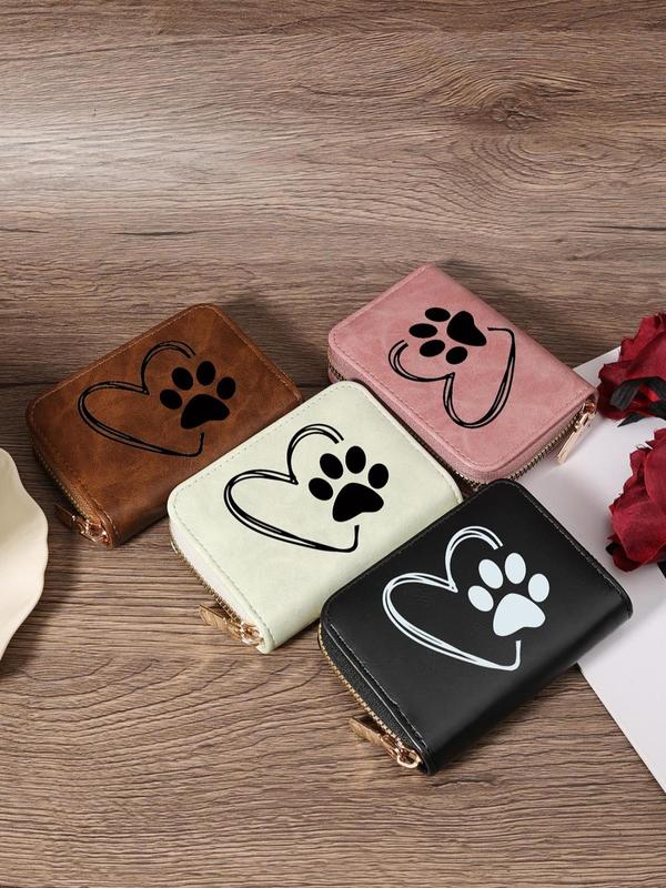 Women's Fashionable PU Leather Heart Pattern Card Holder, Casual Versatile Zipper Around Coin Purse, Perfect for Outdoors, Travel & Back To School