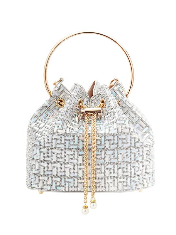 Women's Elegant Rhinestone Decorated Evening Bag, Fashionable Chain Decor Handbag with Ring Handle for Party, Trendy All-match & Exquisite Bag for Birthday Gift