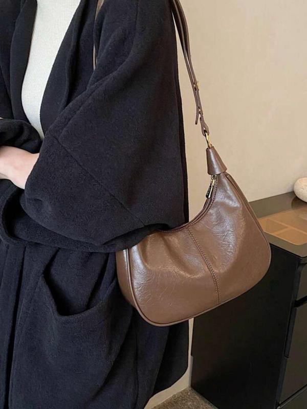 Women's Street Style Crossbody Bag, Fashionable PU Leather Hobo Bag for Daily Used, Casual Trendy Versatile High-quality Daily Commuting Bag