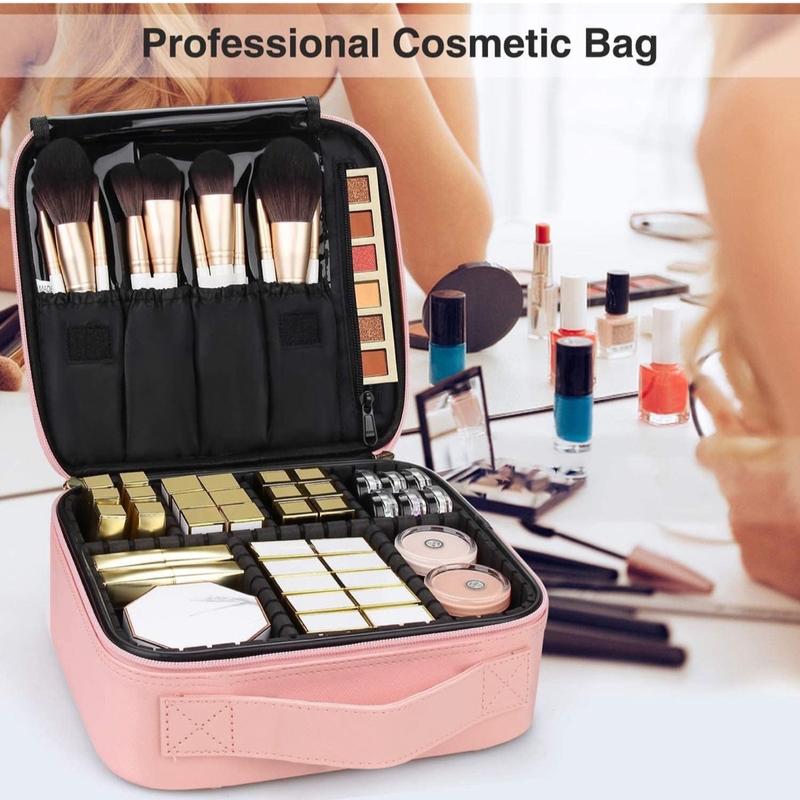 Double Layer Travel Makeup Case Bag with Adjustable Dividers - Perfect for Any Occasion