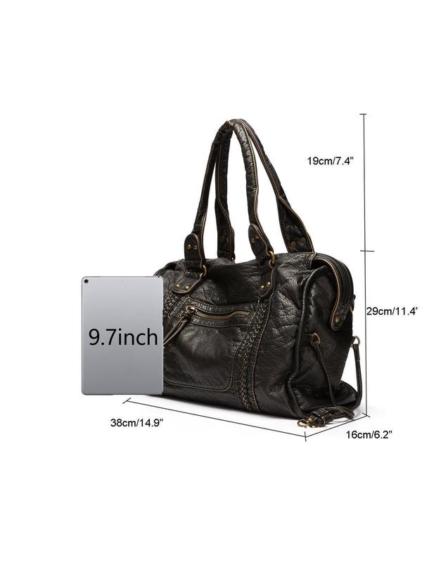 Women's Elegant Textured Design Tote Bag, Fashionable PU Leather Shoulder Bag for Daily Used, Casual Trendy Versatile High-quality Daily Commuting Bag