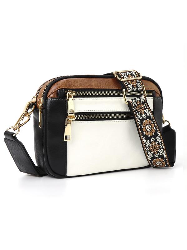 Fashionable Cow Print Crossbody Bag, Casual PU Leather Zipper Shoulder Bag for Women, Trendy All-match Commuter Bag with Adjustable Shoulder Strap for Daily Used