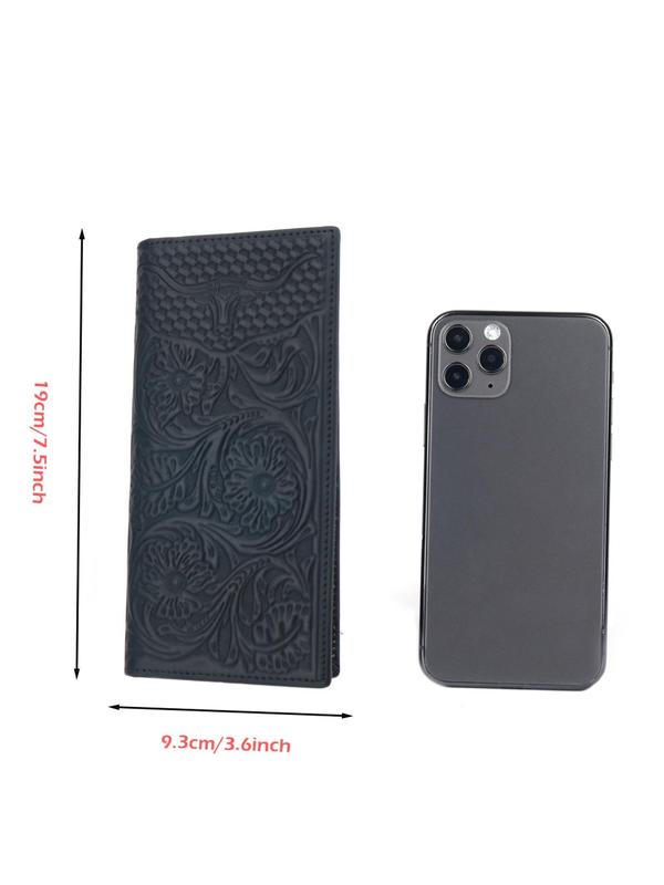 Men's Summer 2024 Boho Style Floral Embossed Long Wallet, Men Wallet Card Holder, Vintage Luxury Multi Card Slot  Everyday Purse  for Men, Casual Cute Mini Purses for Daily, Classic Wallet For Men