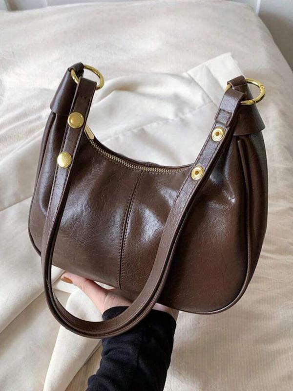 Women's Street Style Crossbody Bag, Fashionable PU Leather Hobo Bag for Daily Used, Casual Trendy Versatile High-quality Daily Commuting Bag