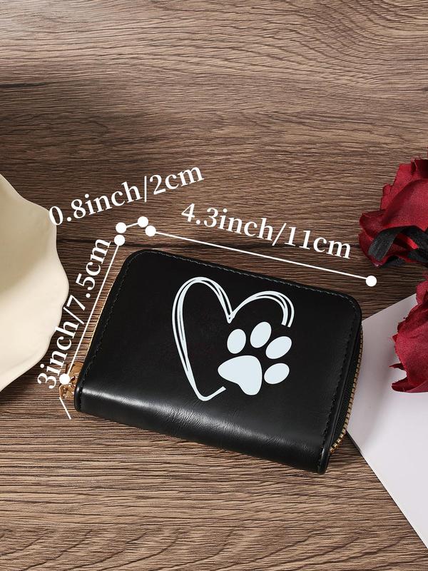 Women's Fashionable PU Leather Heart Pattern Card Holder, Casual Versatile Zipper Around Coin Purse, Perfect for Outdoors, Travel & Back To School