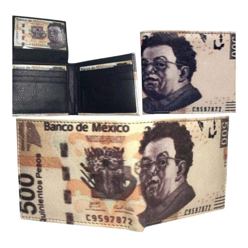 500 pesos bill print bifold wallet