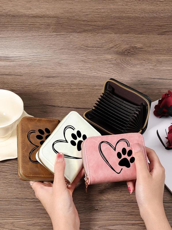 Women's Fashionable PU Leather Heart Pattern Card Holder, Casual Versatile Zipper Around Coin Purse, Perfect for Outdoors, Travel & Back To School