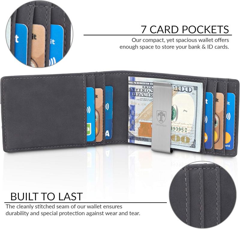 Money Clip Wallet RIO - Mens Wallets slim Front Pocket RFID Blocking Card Holder Minimalist Mini Bifold Gift Box