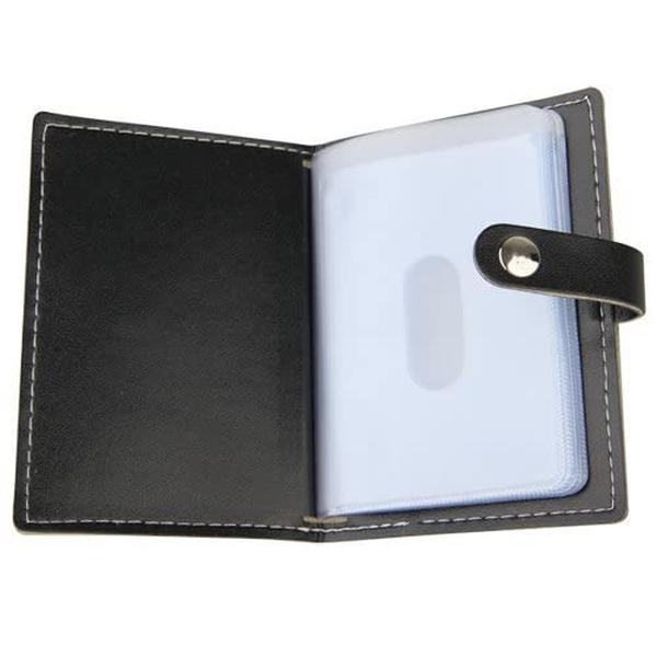 Credit card holder wallet for women man soft leather business card holder card case organizer bag with 20 card sleeves inside(Black)