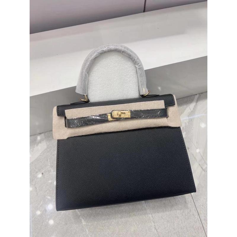 Genuine Leather Bag 2024 Spring New Fashion Popular Advanced Texture Portable Shoulder Crossbody Second Generation Kelly Bag