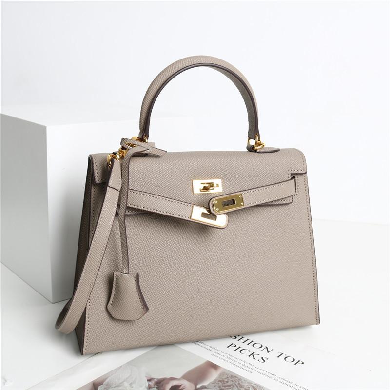 Genuine Leather Bag 2024 Spring New Fashion Popular Advanced Texture Portable Shoulder Crossbody Second Generation Kelly Bag