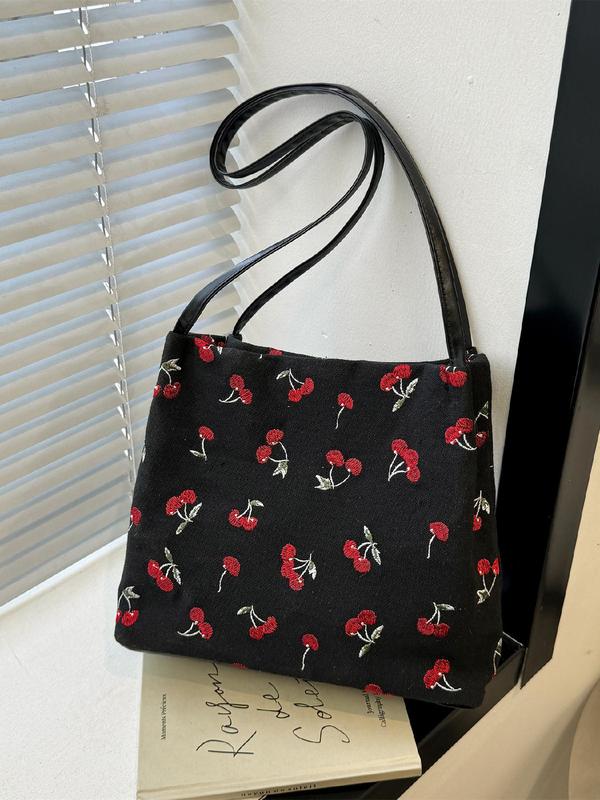 Women's Elegant Floral Graphic Shoulder Bag, Summer Trendy Large Capacity Tote Bag, Chic Spring All-match Shoulder Bag for Daily & Work & Back To School, Fall Outfits, Fall Freshness Fall