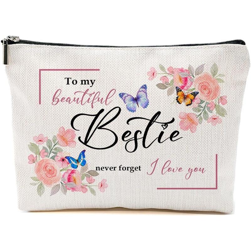 Gifts for Bestie, Mothers Day Gifts for Bestie,  Bestie Gifts, Floral Makeup Bag,  Present for Bestie, Cute  Bag, Funny Aesthetic Travel Accessories Zipper Organizer