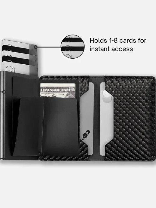 Airtag Trifold Wallet- Smart Wallet for Men Slim Minimalist Pop Up RFID Blocking Carbon Fiber