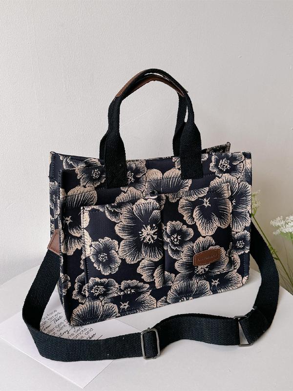 Fashion Butterfly Pattern  Wide Shoulder Strap Tote Bag, 2024 New Style Casual Versatile Shoulder Bag for Women, Trendy All-match Bag for Daily Use