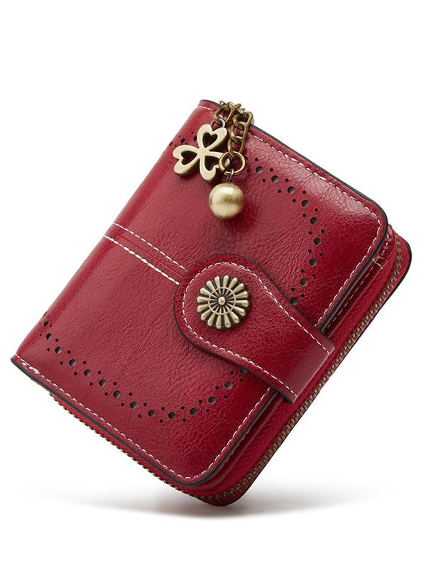 Women's Fashion Hollow Out Design  Flower Decor Short Wallet, Casual Versatile Zipper Coin Card Purse, Multi-functional Zero Wallet for Daily Used