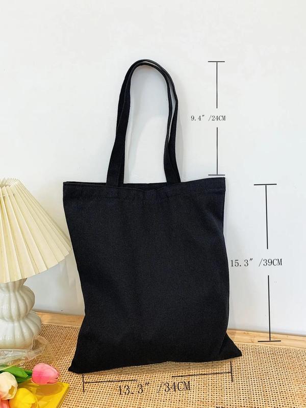 Casual Plain Canvas Tote Bag, Large Capacity Portable Shopping Bag, Simple All-match Shoulder Bag for Daily Used