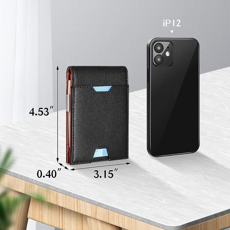 Slim Mens Wallet with Money Clip Leather RFID Blocking Bifold Credit Card Holder Does not apply