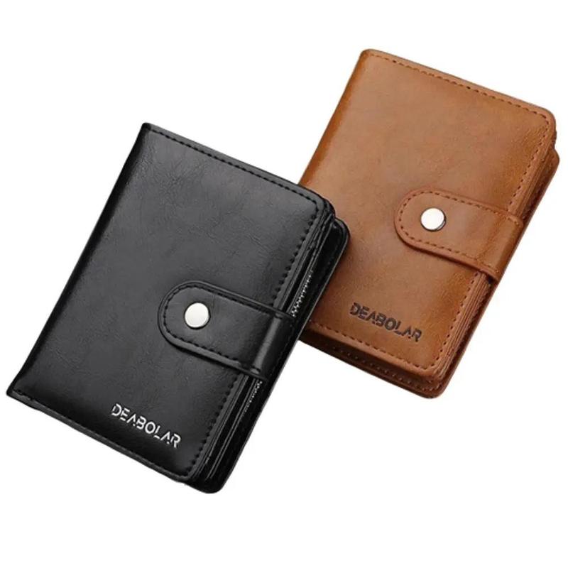 Mens Bifold Large Capacity Leather Wallet Credit Card ID Holder With Coin Pocket