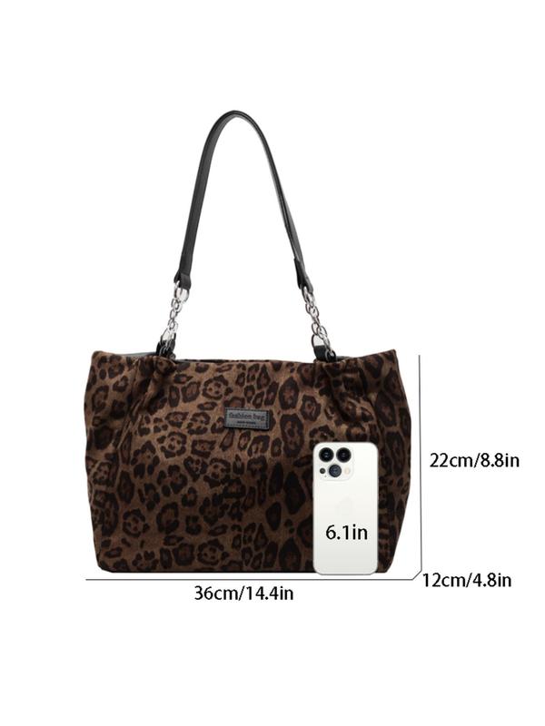 Fashion Leopard Pattern Tote Bag, Casual Large Capacity Shoulder Bag for Women, Trendy All-match Bag for Daily Use