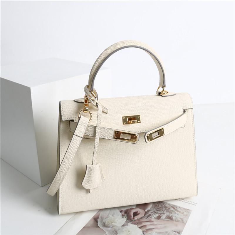 Genuine Leather Bag 2024 Spring New Fashion Popular Advanced Texture Portable Shoulder Crossbody Second Generation Kelly Bag