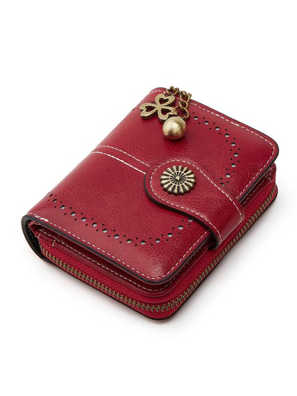 Women's Fashion Hollow Out Design  Flower Decor Short Wallet, Casual Versatile Zipper Coin Card Purse, Multi-functional Zero Wallet for Daily Used