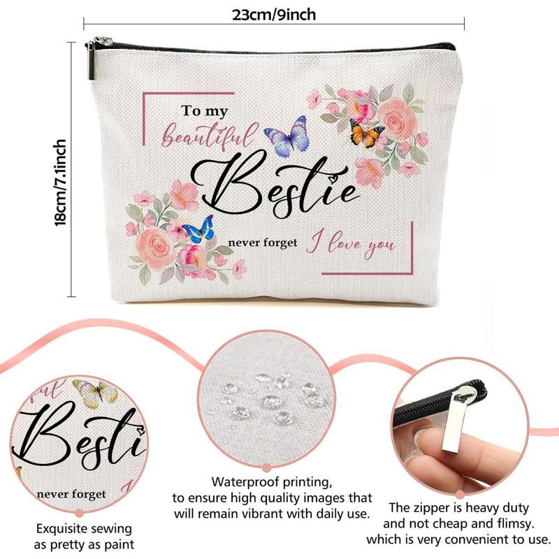 Gifts for Bestie, Mothers Day Gifts for Bestie,  Bestie Gifts, Floral Makeup Bag,  Present for Bestie, Cute  Bag, Funny Aesthetic Travel Accessories Zipper Organizer