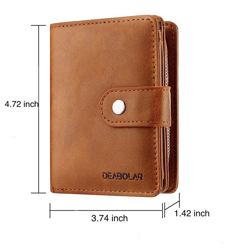 Mens Bifold Large Capacity Leather Wallet Credit Card ID Holder With Coin Pocket