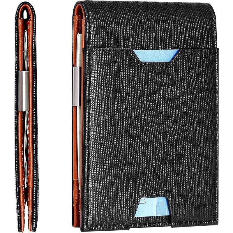 Slim Mens Wallet with Money Clip Leather RFID Blocking Bifold Credit Card Holder Does not apply