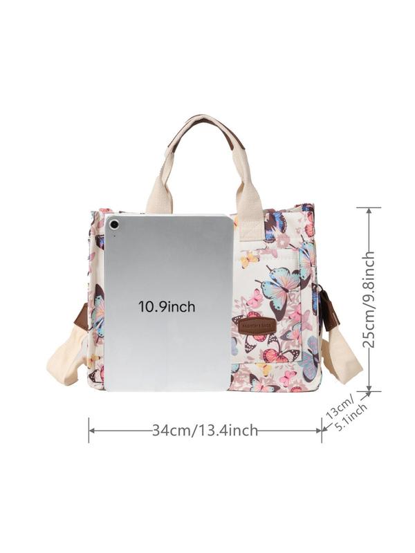 Fashion Butterfly Pattern  Wide Shoulder Strap Tote Bag, 2024 New Style Casual Versatile Shoulder Bag for Women, Trendy All-match Bag for Daily Use