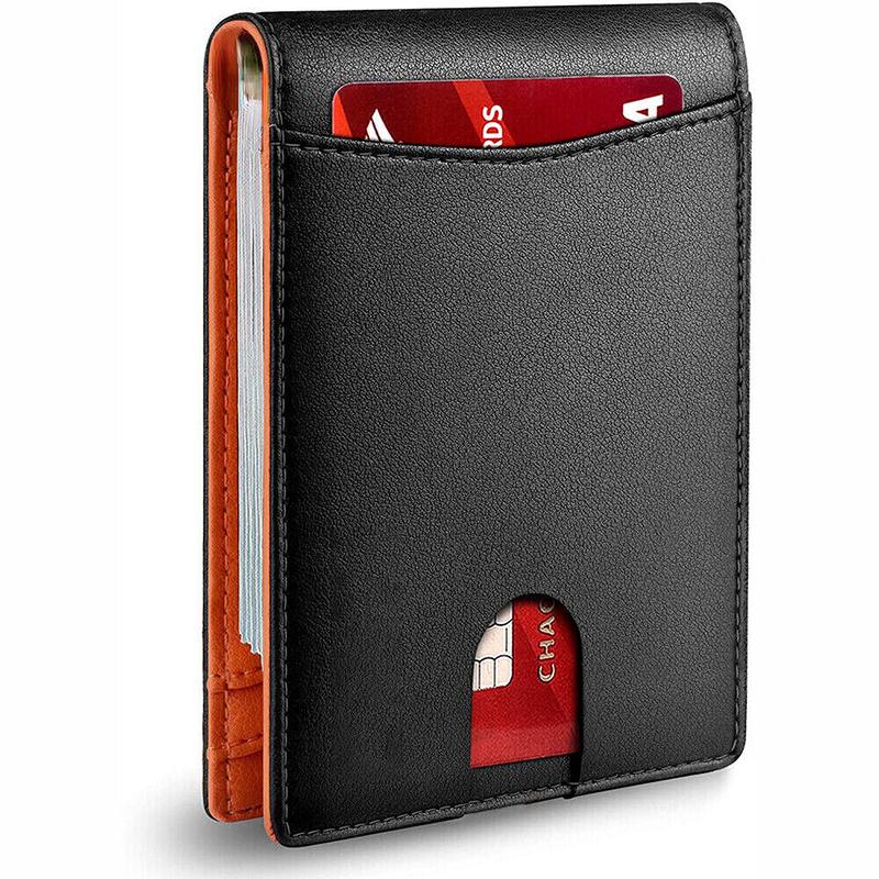 Slim Mens Wallet with Money Clip Leather RFID Blocking Bifold Credit Card Holder Does not apply