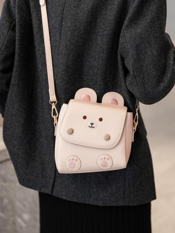 Women's Cute Cartoon Bear Design Crossbody Bag, Fashionable PU Leather Shoulder Bag for Daily Used, Casual Trendy Versatile High-quality Daily Commuting Bag